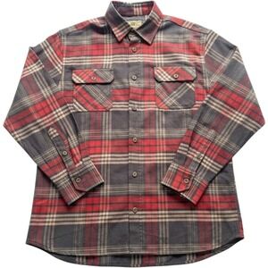 Jachs Heritage Flannel Shirt Mens Large‎ Red Gray Plaid Button Front Lumberjack